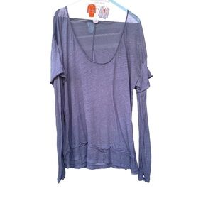 WE THE FREE Black Layered long Sleeve Scoop Neck Top Blouse Shirt​​​​